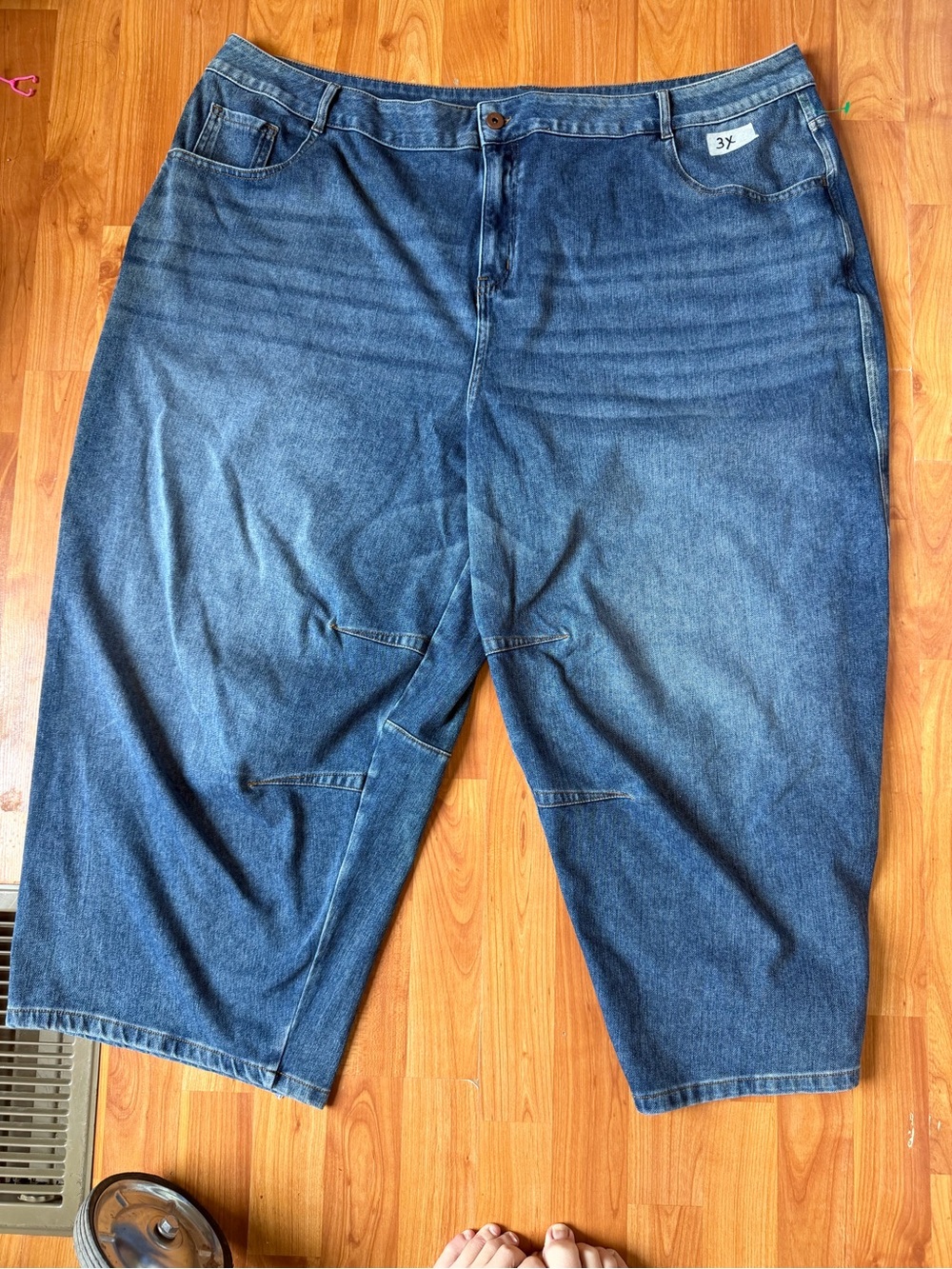 HALARA Women's Dark Blue Wide Leg Denim Jeans Barrel 3X Stretchy